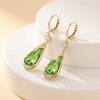 image:imageTrendy Austrian Crystal Teardrop Drop Huggie Dangle Earrings for Women 14k Rose Gold Plated Hypoallergenic Jewelry GiftsFern Green