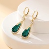 image:imageTrendy Austrian Crystal Teardrop Drop Huggie Dangle Earrings for Women 14k Rose Gold Plated Hypoallergenic Jewelry GiftsGreen