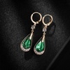 image:imageTrendy Austrian Crystal Teardrop Drop Huggie Dangle Earrings for Women 14k Rose Gold Plated Hypoallergenic Jewelry GiftsGreen