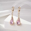 image:imageTrendy Austrian Crystal Teardrop Drop Huggie Dangle Earrings for Women 14k Rose Gold Plated Hypoallergenic Jewelry GiftsPink