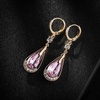 image:imageTrendy Austrian Crystal Teardrop Drop Huggie Dangle Earrings for Women 14k Rose Gold Plated Hypoallergenic Jewelry GiftsPink