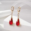 image:imageTrendy Austrian Crystal Teardrop Drop Huggie Dangle Earrings for Women 14k Rose Gold Plated Hypoallergenic Jewelry GiftsRed