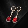 image:imageTrendy Austrian Crystal Teardrop Drop Huggie Dangle Earrings for Women 14k Rose Gold Plated Hypoallergenic Jewelry GiftsRed