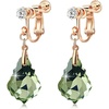 image:imageAustrian Crystal Baroque Drop Clip On Dangle Earrings for Women Non Pierced 14K Rose Gold Plated Hypoallergenic JewelryFern Green