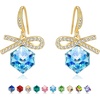 image:imageAustrian Crystal Bow Knot Dangle Drop Earrings for Women  cube austrian crystalCute bowknot ribbon14K gold plated brassgift boxsparkle CZAquamarine
