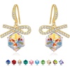 image:imageAustrian Crystal Bow Knot Dangle Drop Earrings for Women  cube austrian crystalCute bowknot ribbon14K gold plated brassgift boxsparkle CZAurora Borealis