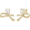 image:imageAustrian Crystal Bow Studs Drop Earrings for Women  14K gold plated brassCute ribbon bowrectangle crystalButterfly Claspgift boxAurora BorealisGold Tone