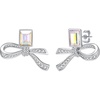 image:imageAustrian Crystal Bow Studs Drop Earrings for Women  14K gold plated brassCute ribbon bowrectangle crystalButterfly Claspgift boxAurora BorealisWhite Gold Tone