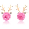 image:imageAustrian Crystal Christmas Reindeer Stud Earrings for Women  14K gold plated brassCute Reindeerball crystalButterfly Claspgift boxPink