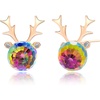 image:imageAustrian Crystal Christmas Reindeer Stud Earrings for Women  14K gold plated brassCute Reindeerball crystalButterfly Claspgift boxRainbow