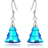 image:imageAustrian Crystal Christmas Tree Drop Dangle Earrings for Women 925 Sterling Silver Hook Hypoallergenic Jewelry Xmas GiftBermuda Blue