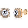 image:imageAustrian Crystal Cushion Cut Halo Stud Earrings for Women Fashion 925 Sterling Silver Hypoallergenic JewelryClear White