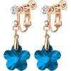 image:imageAustrian Crystal Flower Drop Clip On Earrings for Women Non Pierced 14K Rose Gold Plated Hypoallergenic Dangle Earring JewelryBermuda Blue
