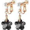 image:imageAustrian Crystal Flower Drop Clip On Earrings for Women Non Pierced 14K Rose Gold Plated Hypoallergenic Dangle Earring JewelryBlack