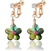 image:imageAustrian Crystal Flower Drop Clip On Earrings for Women Non Pierced 14K Rose Gold Plated Hypoallergenic Dangle Earring JewelryVitrail Medium