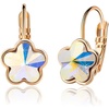 image:imageAustrian Crystal Flower Leverback Drop Earrings for Women 14K Rose Gold Plated Hypoallergenic JewelryAurora Borealis