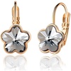 image:imageAustrian Crystal Flower Leverback Drop Earrings for Women 14K Rose Gold Plated Hypoallergenic JewelryBlack