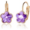 image:imageAustrian Crystal Flower Leverback Drop Earrings for Women 14K Rose Gold Plated Hypoallergenic JewelryTanzanite