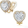 image:imageAustrian Crystal Halo Heart Clip on Earrings for Women  14K gold plated brassexquisite heart designcolorful crystalnonpiercedsoft silicone padsgift boxValentines Day giftClear White