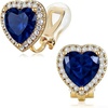 image:imageAustrian Crystal Halo Heart Clip on Earrings for Women  14K gold plated brassexquisite heart designcolorful crystalnonpiercedsoft silicone padsgift boxValentines Day giftDark Blue