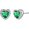 image:imageAustrian Crystal Halo Heart Stud Earrings for Women Fashion 925 Sterling Silver Hypoallergenic JewelryGreen