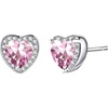 image:imageAustrian Crystal Halo Heart Stud Earrings for Women Fashion 925 Sterling Silver Hypoallergenic JewelryPink