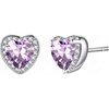 image:imageAustrian Crystal Halo Heart Stud Earrings for Women Fashion 925 Sterling Silver Hypoallergenic JewelryTanzanite