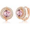 image:imageAustrian Crystal Halo Round Leverback Huggie Earrings for Women 14K Rose Gold Plated Hypoallergenic Jewelry GiftAntique Pink