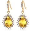 image:imageAustrian Crystal Halo Teardrop Drop Dangle Earrings for Women 14K Rose Gold Plated Hypoallergenic JewelryTopaz