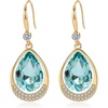 image:imageAustrian Crystal Halo Teardrop Hollow Drop Dangle Earrings for Women 14K Rose Gold Plated Hypoallergenic Jewelry GiftsAquamarine