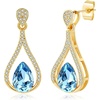 image:imageAustrian Crystal Halo Teardrop Hollow Drop Stud Earrings for Women 14K Rose Gold Plated Hypoallergenic JewelryAquamarine