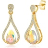 image:imageAustrian Crystal Halo Teardrop Hollow Drop Stud Earrings for Women 14K Rose Gold Plated Hypoallergenic JewelryAurora Borealis
