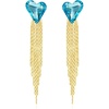 image:imageAustrian Crystal Heart Dangle Earrings Gold Tassel Earrings for Women 14K Gold Plated Hypoallergenic Trendy Jewelry GiftAquamarine