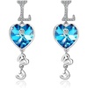 image:imageAustrian Crystal Heart Drop Dangle Earrings for Women Fashion 14K Gold Plated Hypoallergenic JewelryBermuda Blue