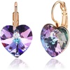 image:imageAustrian Crystal Heart Drop Leverback Earrings for Women 14K Rose Gold Plated Hypoallergenic JewelryVitrail Light