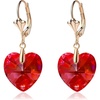 image:imageAustrian Crystal Heart Drop Leverback Earrings for Women Fashion Dangle Earring 14K Rose Gold Plated Hypoallergenic JewelryRed