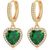 image:imageAustrian Crystal Heart Halo Drop Dangle Earrings for Women 14K Gold Plated Hypoallergenic Huggie Earring Jewelry GiftsGreen