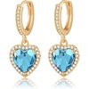 image:imageAustrian Crystal Heart Halo Drop Dangle Earrings for Women 14K Gold Plated Hypoallergenic Huggie Earring Jewelry GiftsLight Blue