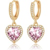 image:imageAustrian Crystal Heart Halo Drop Dangle Earrings for Women 14K Gold Plated Hypoallergenic Huggie Earring Jewelry GiftsPink