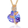 image:imageAustrian Crystal Heart Rose Flower Pendant Necklaces for Women Fashion 14K Gold Plated Dainty Necklace Hypoallergenic JewelryVitrail Light