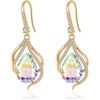 image:imageAustrian Crystal Hollow Teardrop Halo Drop Twisted Dangle Earrings for Women 14K Rose Gold Plated Hypoallergenic JewelryAurora Borealis
