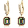 image:imageAustrian Crystal Octagon Leverback Drop Earrings for Women 14K Gold Plated Hypoallergenic JewelryVitrail Medium