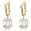 image:imageAustrian Crystal Octagon Leverback Drop Earrings for Women 14K Gold Plated Hypoallergenic JewelryWhite Crystal Goldtone