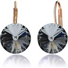 image:imageAustrian Crystal Round Drop Earrings for Women 14K Gold Plated Hypoallergenic Leverback Hoop EarringsBlack