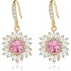 image:imageAustrian Crystal Snowflake Drop Dangle Earrings for Women Dangling Christmas Earrings 14K Gold Plated Hypoallergenic JewelryPink
