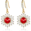 image:imageAustrian Crystal Snowflake Drop Dangle Earrings for Women Dangling Christmas Earrings 14K Gold Plated Hypoallergenic JewelryRed