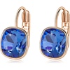 image:imageAustrian Crystal Square Cushion Drop Leverback Earrings for Women 14K Rose Gold Plated Hypoallergenic JewelrySapphire