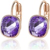 image:imageAustrian Crystal Square Cushion Drop Leverback Earrings for Women 14K Rose Gold Plated Hypoallergenic JewelryTanzanite