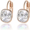 image:imageAustrian Crystal Square Cushion Drop Leverback Earrings for Women 14K Rose Gold Plated Hypoallergenic JewelryWhite