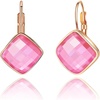 image:imageAustrian Crystal Square Leverback Drop Earrings for Women  Classic SquareCut Crystal14K GoldPlatedLeverback for Easy Secure WearGift Box IncludedFor Day and Evening EventsPink